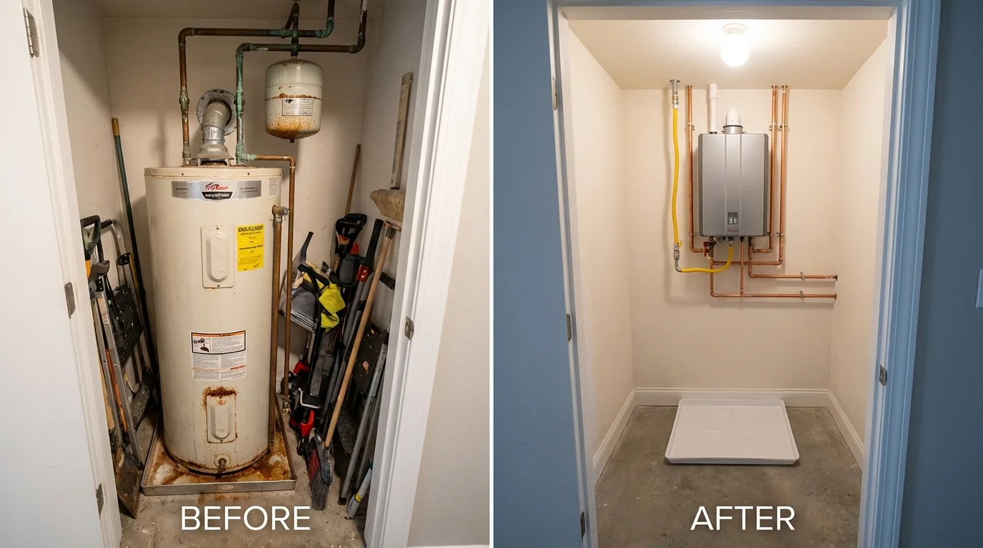 Tank water heater versus wall-mounted tankless unit comparison for Dayton, KY homeowners